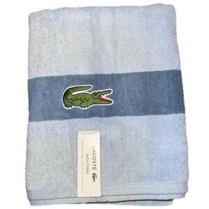 Lacoste ~ Blue Bath Towel 100% Cotton 30" x 52" Blue Big Crocodile Logo‎ (D)